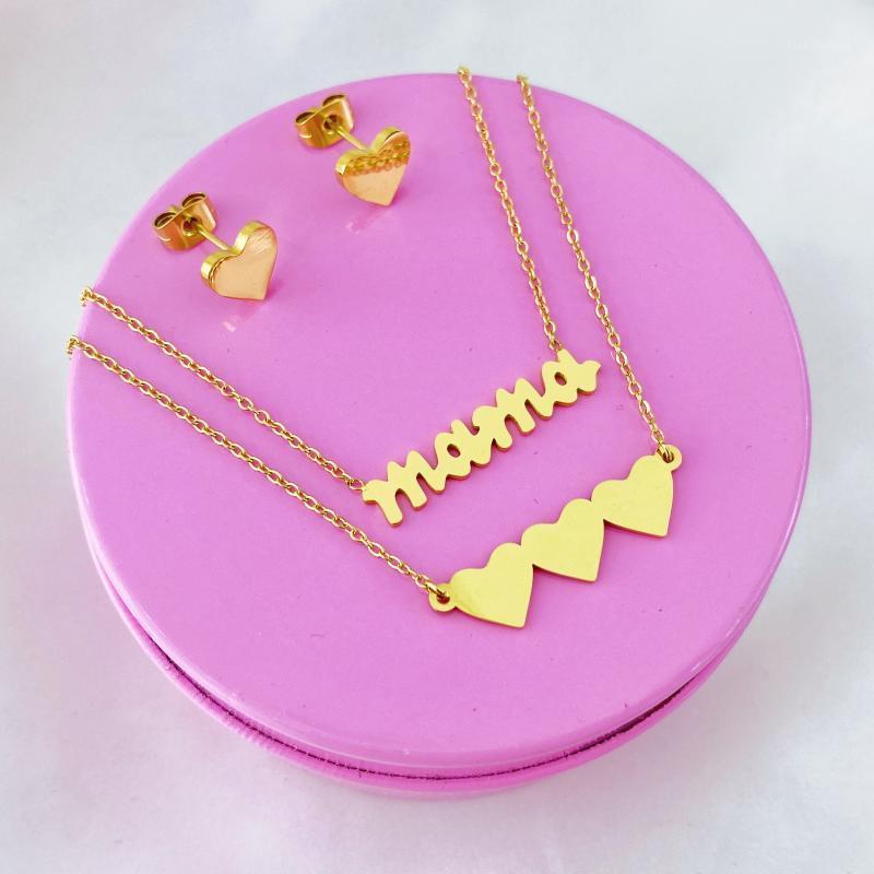 

Earrings & Necklace Simple Fashion Female Clavicle Pendant Peach Heart Multi-Layer Neck Chain Heart-Shaped, Silver