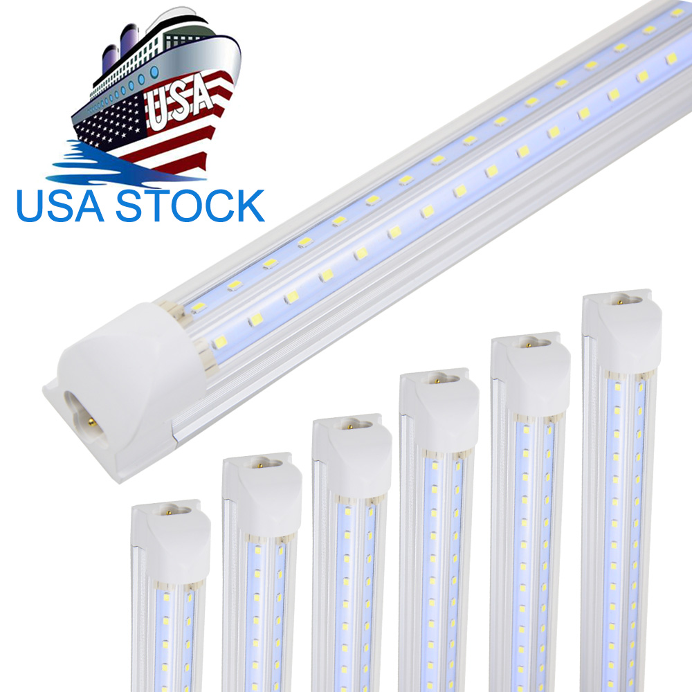 

8ft LED Shop Light Fixture, 8 Foot T8 Integrated Tube, Linkable Bulbs for Garage, Warehouse, v Shape, Clear Lens (25 Pack)