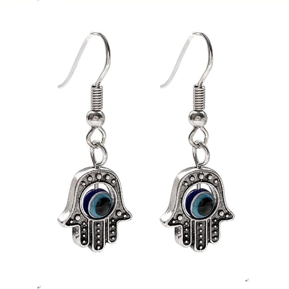 

20Pair Alloy Dangle Earrings, 35x12.8mm Antique silver Fatima Hand EVIL EYE & Fishhook Ear Wire For Men And Women Jewelry Fashion Accessories