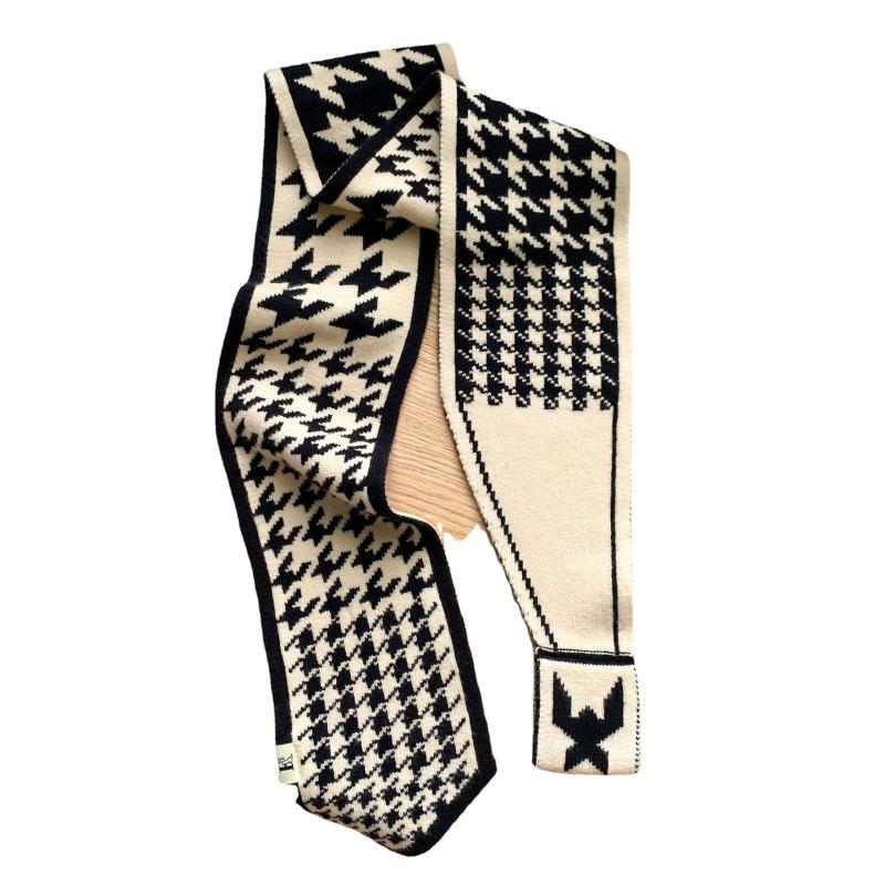 

Scarves CN Fashion Warm Lazy Scarf Double-sided Two-color Female 2021 Korean Version Of Houndstooth Knitted Wool