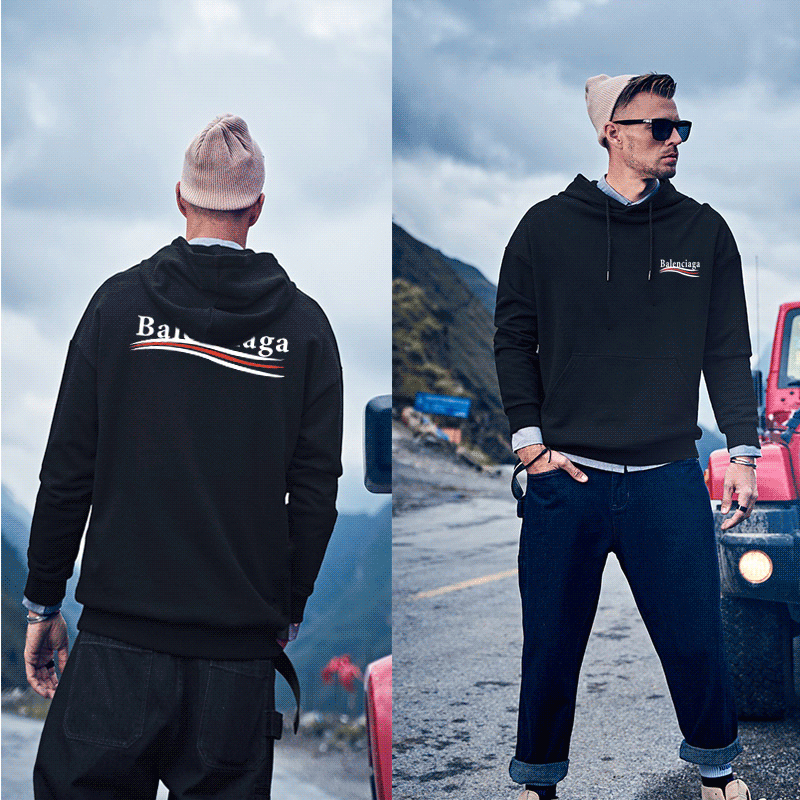 

France America England Autumn and winter Mens Hoodies High Quality Letter Print Hoodie Men Women Long Sleeve SM-5XL Monclair Balencaiga pari, Black