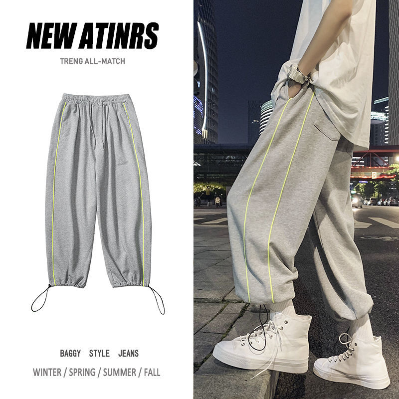 

2021 New Autumn Cotton Sweatpants Men's Fashion Casual Joggers Men Streetwear Hip-hop Straight Trousers Mens Track Pants M-3xl Rnvr, Gray
