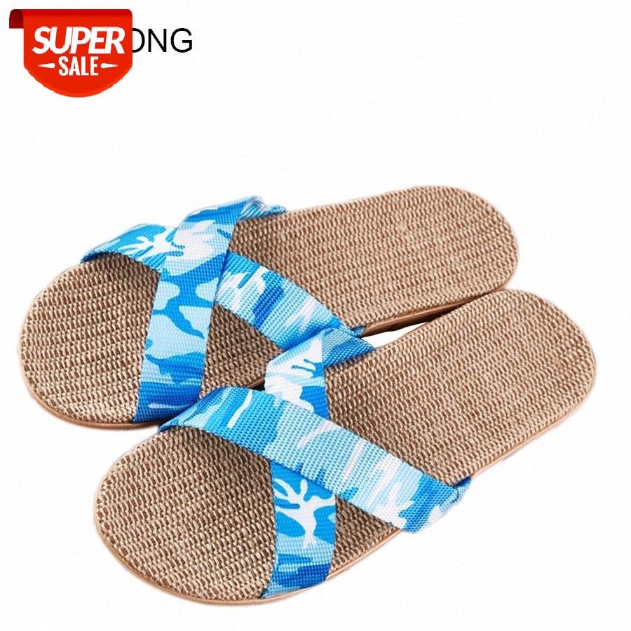 

LCIZRONG Summer Camouflage Flax Indoor Slippers Women 35-45 Large Size Fashion Ladies Bedroom Slippers Non-slip Unisex #Iq6B, Black
