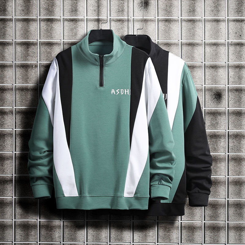 

2021 New Men's Spring Autumn Oversized Patchwork Solid Sweatshirt Fashion Hip Hop Man Pullover Streetwear Hoodies Male By46, Green