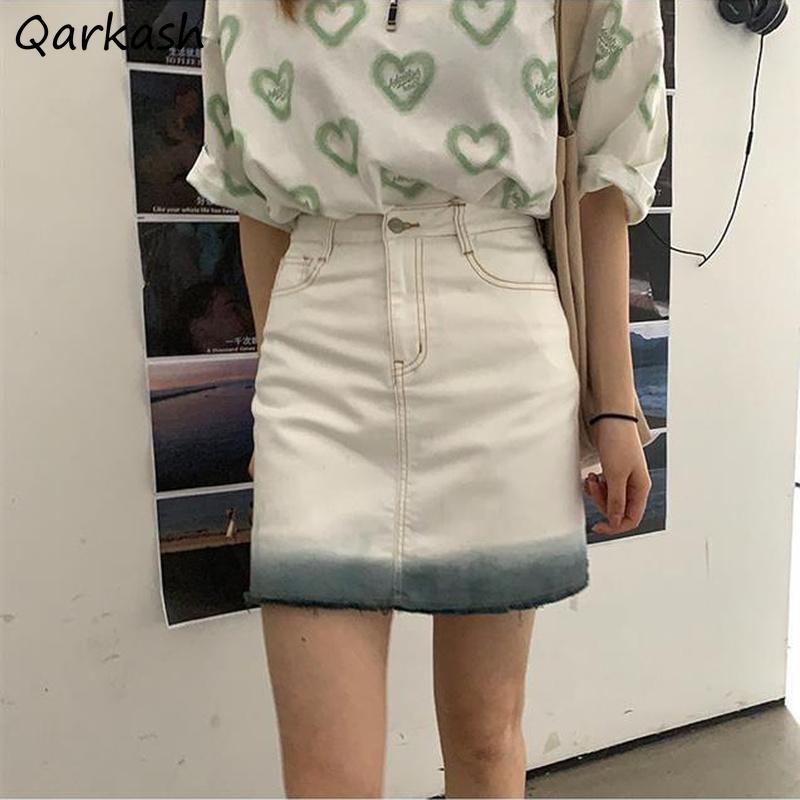 

Skirts Women Gradient High Waist Streetwear Harajuku Large Size -4XL Korean Style Cool All-match Club Leisure Students Female, White