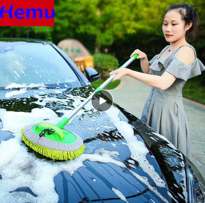 

Upgrade Three section telescopic car washing mop Super absorbent Car Cleaning Car brushes Mop Window Wash Tool Dust Wax Mop Soft