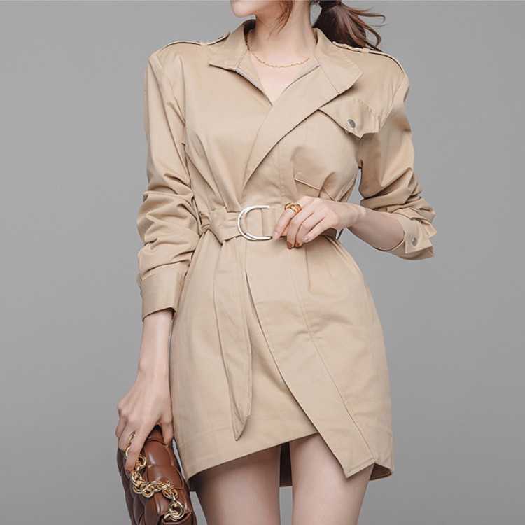 

Spring OL Style Elegant Mini Dress For Women Bodycon Irregular Slim With Belt Female Vestidos 210526, Photo color