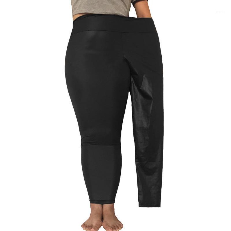 

Yoga Outfit Woman Leggings High Waist Faux Leather Pants Stretch Tights Plus Size, Black