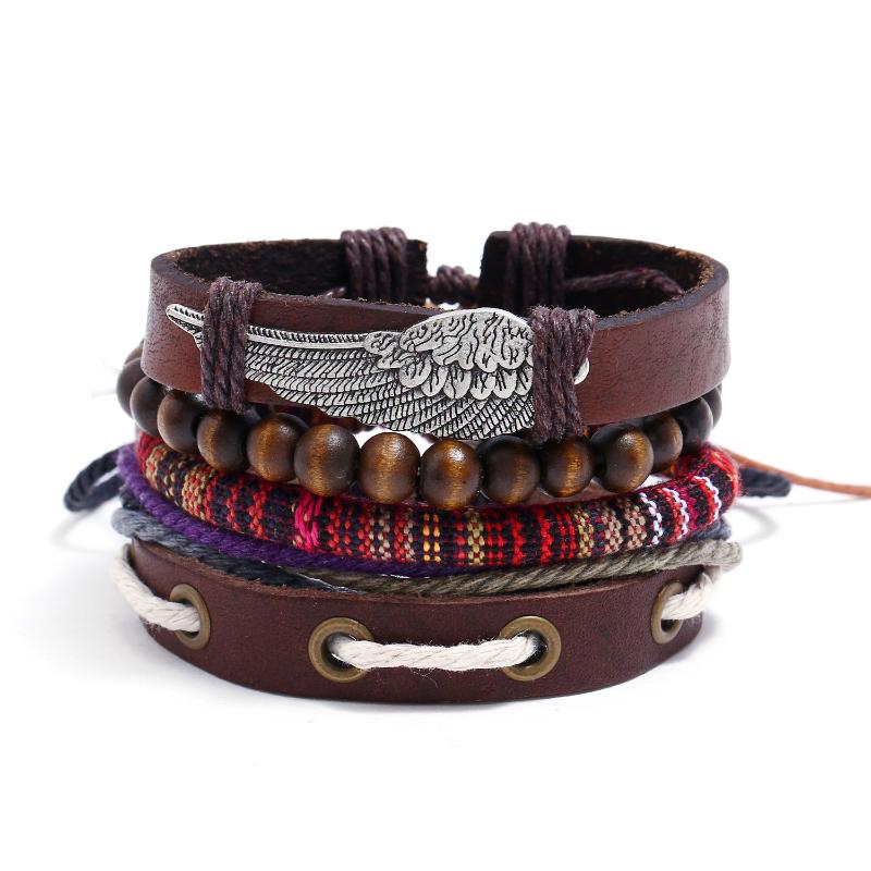 

Charm Bracelets Ethnic Bracelet Men Women Fashion Multilayer Weave Leather & Bangle Birthday Gifts 12 Pcs/lot E-055