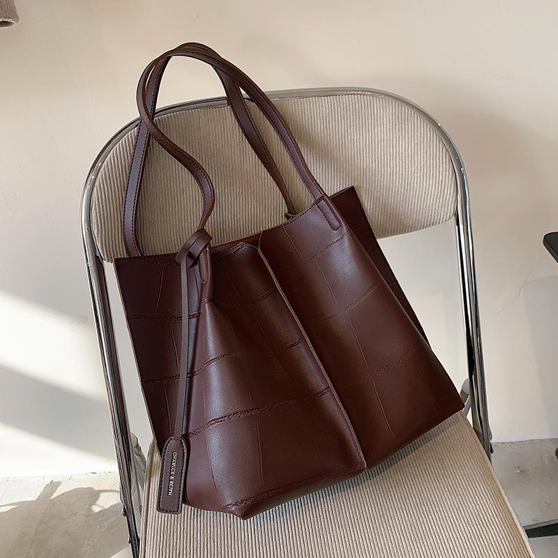 

New 2021 Fashion Women Handbags Stone Pattern Large Capacity PU Leather Purses Ladies Crossbody Bags Shoulder Tote Messenger Bag, Brown