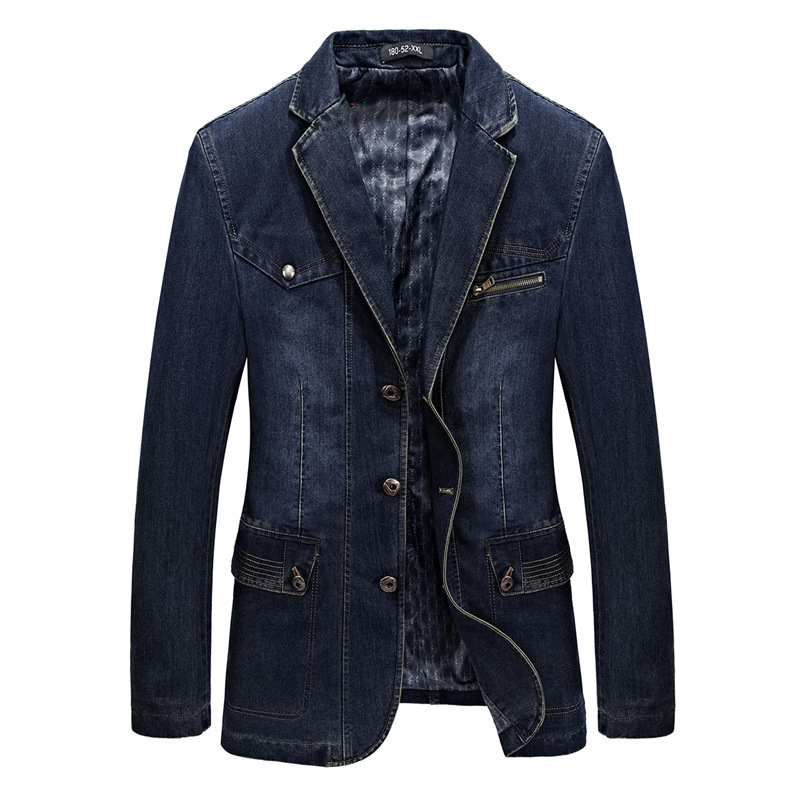 

2021 New Jeans Blazers Jacket Suits for Casual Cowboy Denim Blazer Men Jaqueta Masculino Cotton Fashion Slim Fit -3xl I33p, Sky blue
