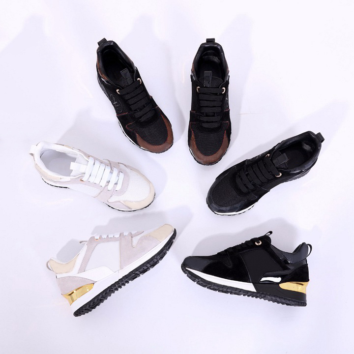 

classic leather casual shoes Designer lace-up sneakers men trend sneaker fashion Mixed color original box Thick soled Women shoe size 34-45, Black