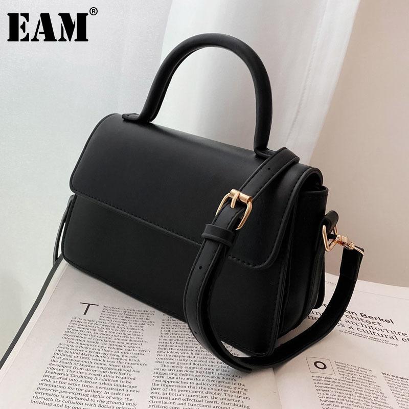 

[EAM] Women New Multicolor Spring Handbag PU Leather Flap Personality All-match Crossbody Shoulder Bag Fashion Tide 2021 18A2071, Black