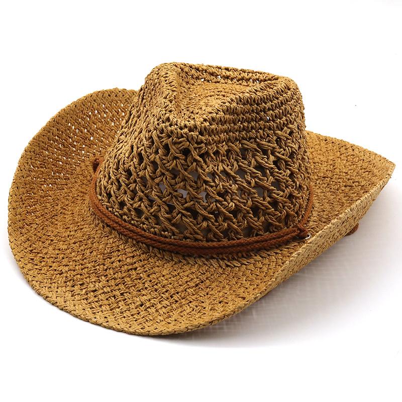 

Wide Brim Hats Western Cowboy Hat Men Panama Outdoor 2021 Summer Beach Cap Women Sombrero Vaquero Hombre Chapeu Straw, Coffe