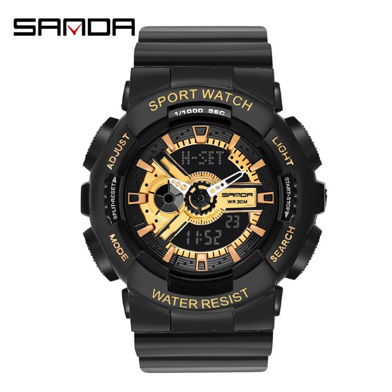 

Wristwatches SANDA Sport Watch For Men Women Waterproof S Mens Watches Top Dual Display Quartz Relogio Masculino, Slivery;brown