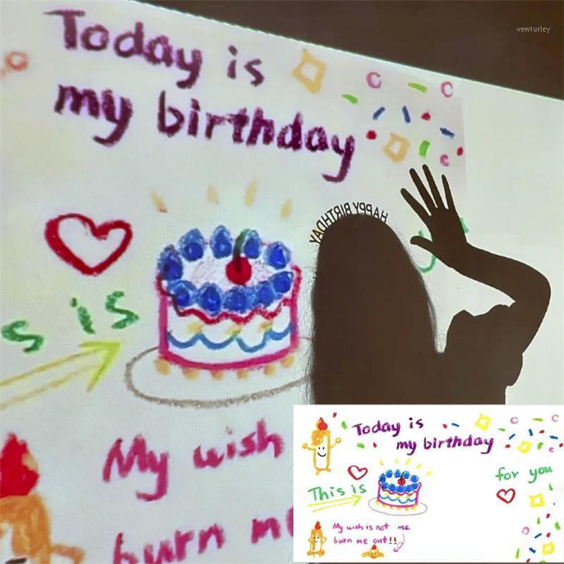 

Party Decoration Happy Birthday LED Projector Light Batteries Powered Control Distance Night Lights Gift For Family Friend