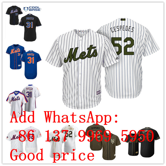 custom New York Mens women youth Mets's 52# Yoenis Cespedes 31# Mike Piazza grey black blue Authentic Weekend 2020 Home Jersey