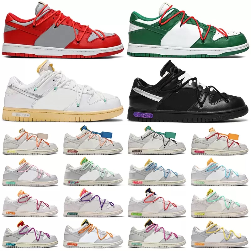 

SB The 50 Running Shoes Women Men OW X OF 01 The Lot UNC University Red Gold Pine Green Black White Fashion Trainers Sports Sneakers Size 36