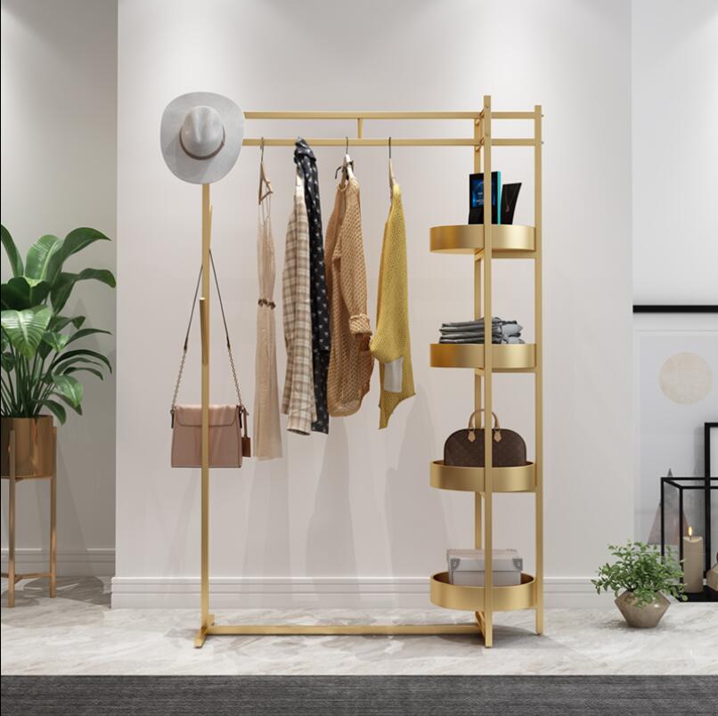 Cloth rack Nordic clothing shelf Bedroom Furniture room modern clothes racks light luxury landing simple creative storage home-image-709373680