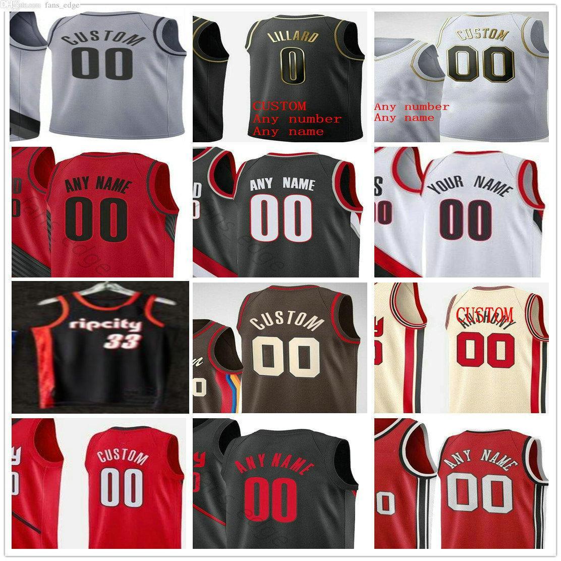 

2021 City 75th 2022 Edition Custom Printed Portland's Trail's Blazers's Damian 0 Lillard CJ 3 McCollum 27 Nurkic Men's n, Black