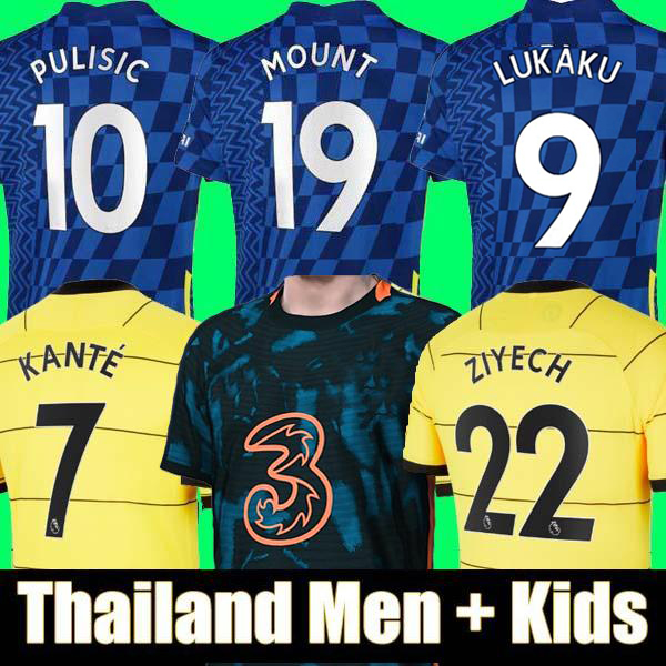 

Thailand 21 22 CHELsea Soccer Jerseys MOUNT WERNER HAVERTZ CHILWELL ZIYECH 2021 2022 PULISIC home blue away yellow 3RD Football Shirt KANTE Men Kids set Kits tops, Away kids