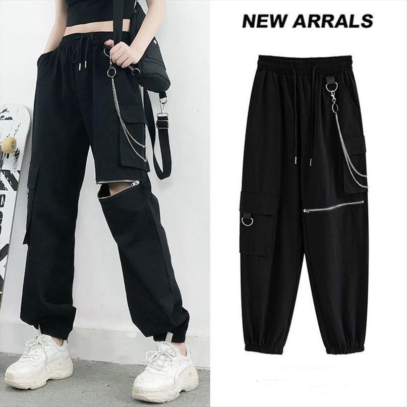 

high waist drawstring jogging women capri plus size fashion solid color loose harem trousers ladies casual, Black;white