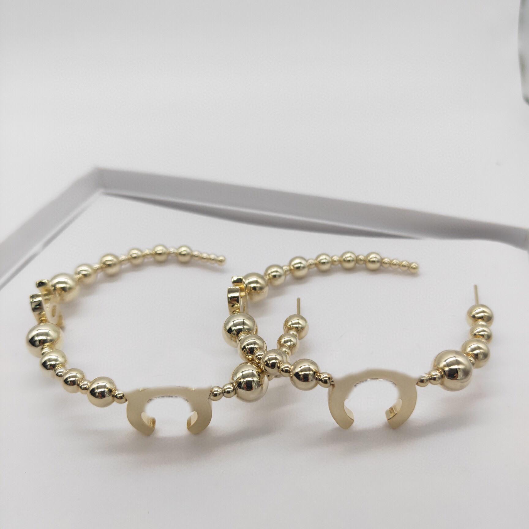 

2022 New fashion charm dangle Drop earring in 18k gold plated half round shape for women wedding jewelry gift have box stamp PS4418