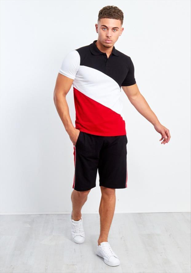 

two pieces summer sets men tracksuit casual t shirt shorts set male sweat suit fashion brand patchwork 2 sportswear, Gray