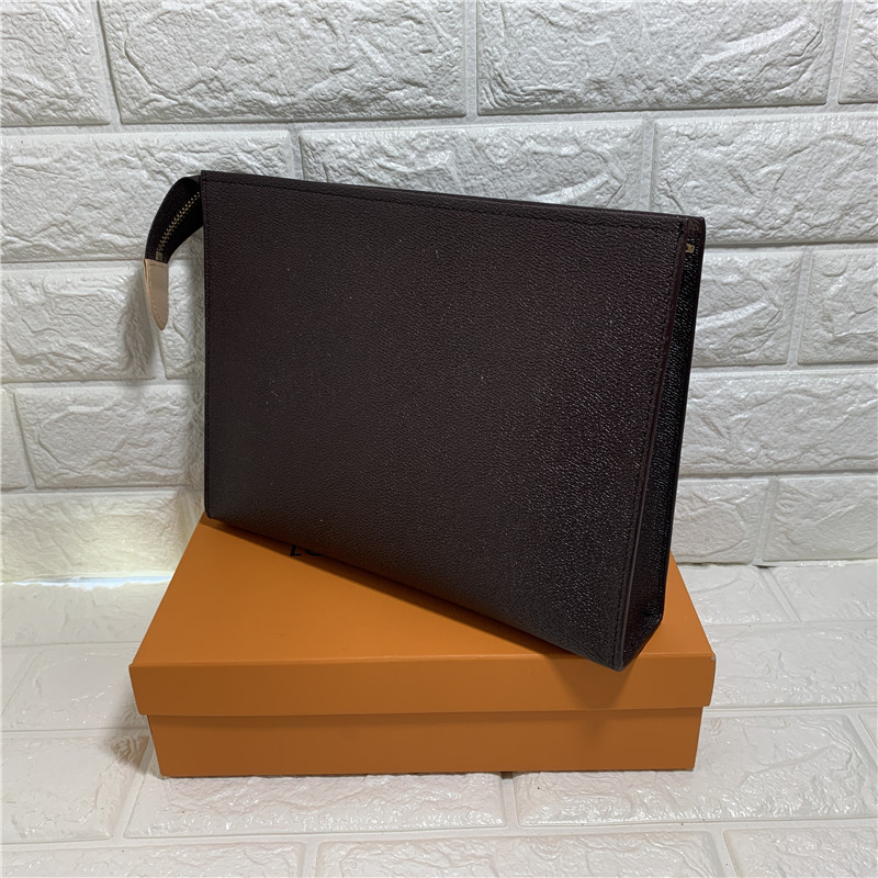 

26cm Luxurys Clutch Bags Toiletry Pouch Handbags Purses Wallets Women Handbag dust Shoulder Bag Card Holder Fashion Chain Key Pouchs N47542, Brown flower