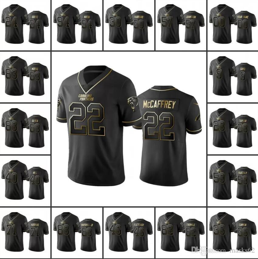 

Carolina''s Panthers's Men Football Jerseys Christian McCaffrey 9 Graham Gano 59 Luke Kuechly Custom Women Youth Black Golden Edition V, Black;red