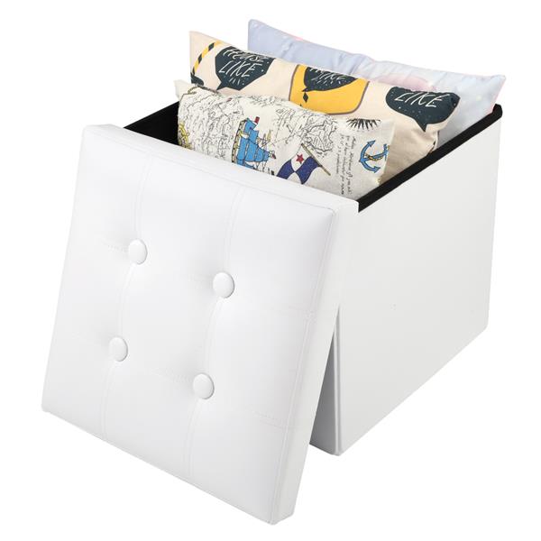 Living Room Furniture ottoman Plaid patterns directly foldable PU Leather folding storage stool footstool-image-656732206
