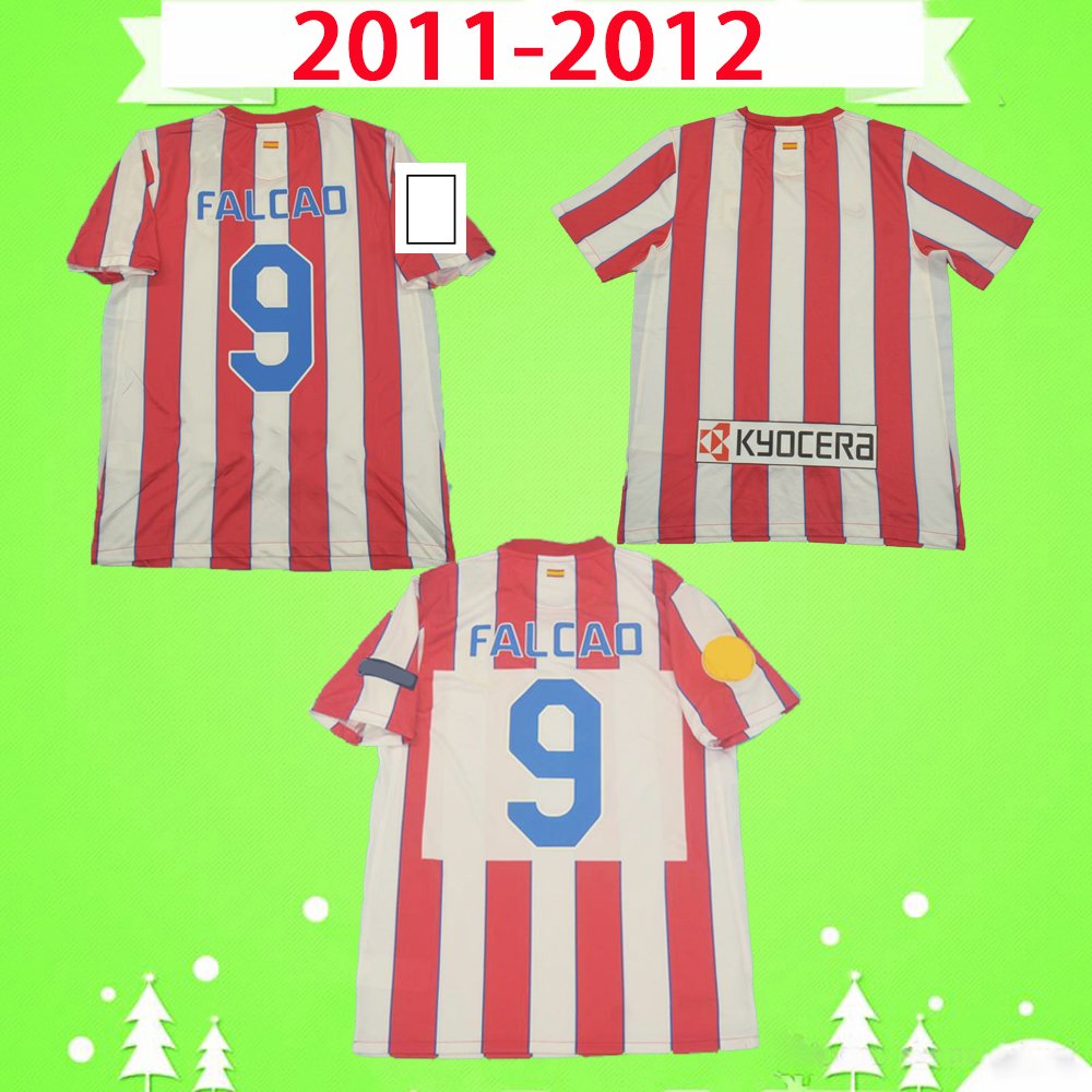 

Cup 2011 2012 Retro Soccer Jerseys Vintage Football Shirts home red white 11 12 classic Uniforms #9 falcao top quality with patches S-2XL, 11/12 league with ads with patch