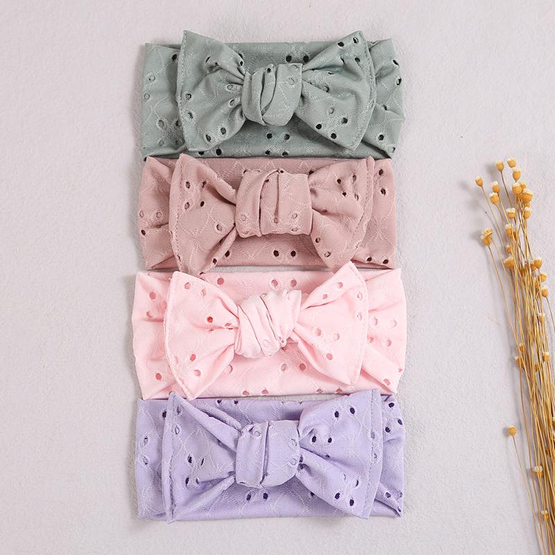 

Hair Accessories Turban Baby Girl Headband Bow Headbands For Children Tie Knot Elastic Bands Born Po Boy Hollow Headwrap, Slivery;white