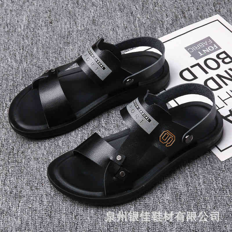 

super Sandals Summer slippers men's fiber leather casual soft soled beach shoes bocken fashionable a3012 Q4US, 1# shoe box