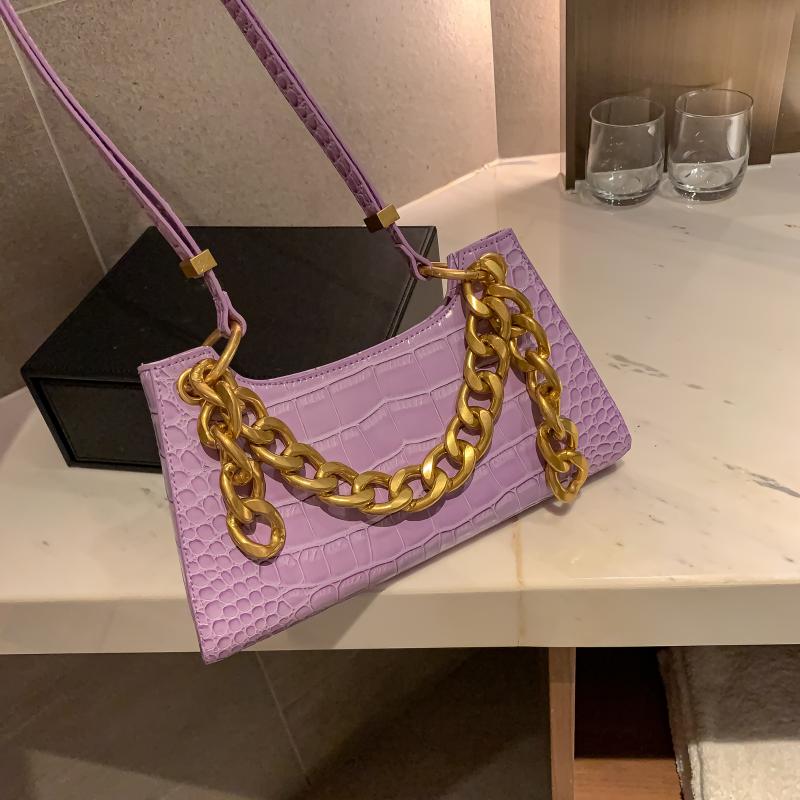 

Bags for Women 2021 New Luxury Handbags Crocodile Pattern Chain Underarm Bag Trend Women Shoulder Bag Messenger, Black