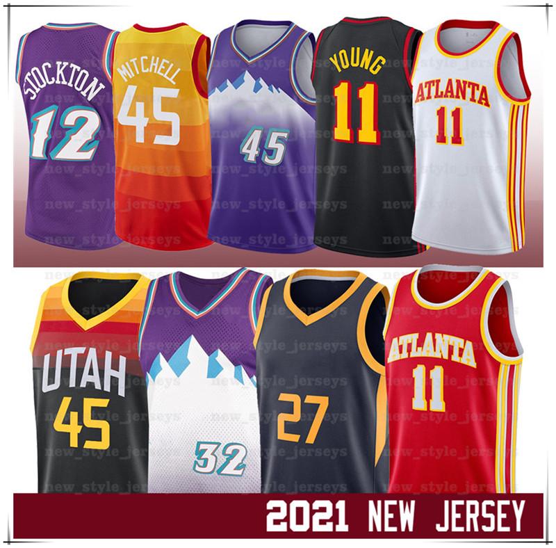 

Young 11 Trae NCAA Donovan 45 Mitchell Gobert 27 Rudy 12 John Malone Stockton Karl Utah Jazz Atlanta Hawks Basketball Jerseys z2, Black;red
