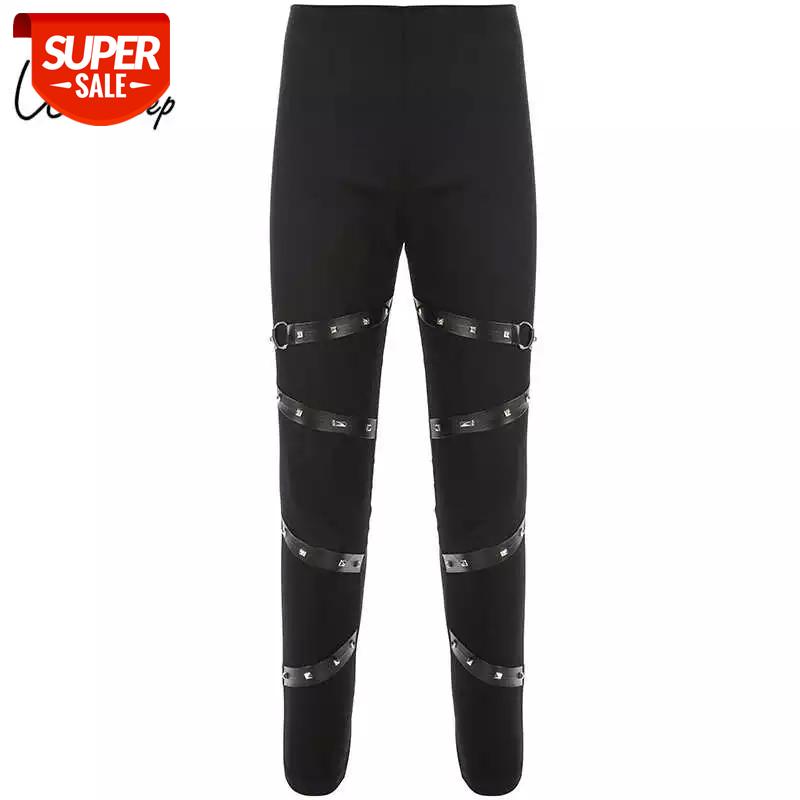 

Weekeep Black High Waist Patchwork Punk Pants Women Skinny Fashion Pencil Pants Capris Streetwear Trousers Women #gE1a, Black;white