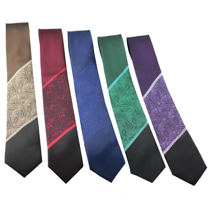 Neck Ties Coachella Panel Paisley Necktie Microfiber Fashion Skinny Tie 6cm-image-703786536