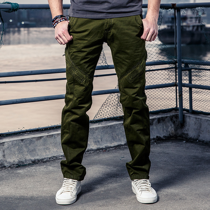 

2021 New Men's Spring Autumn Casual Pockets Long Trousers Fashion Loose Baggy Jogger Worker Male Pants Ffz9, Army green