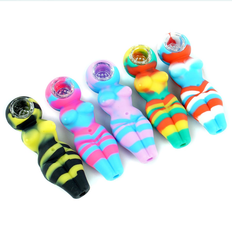 

tobacco pipe silicone hose joint oil rig bong pipes wax burner with glass bowl length 4.1"