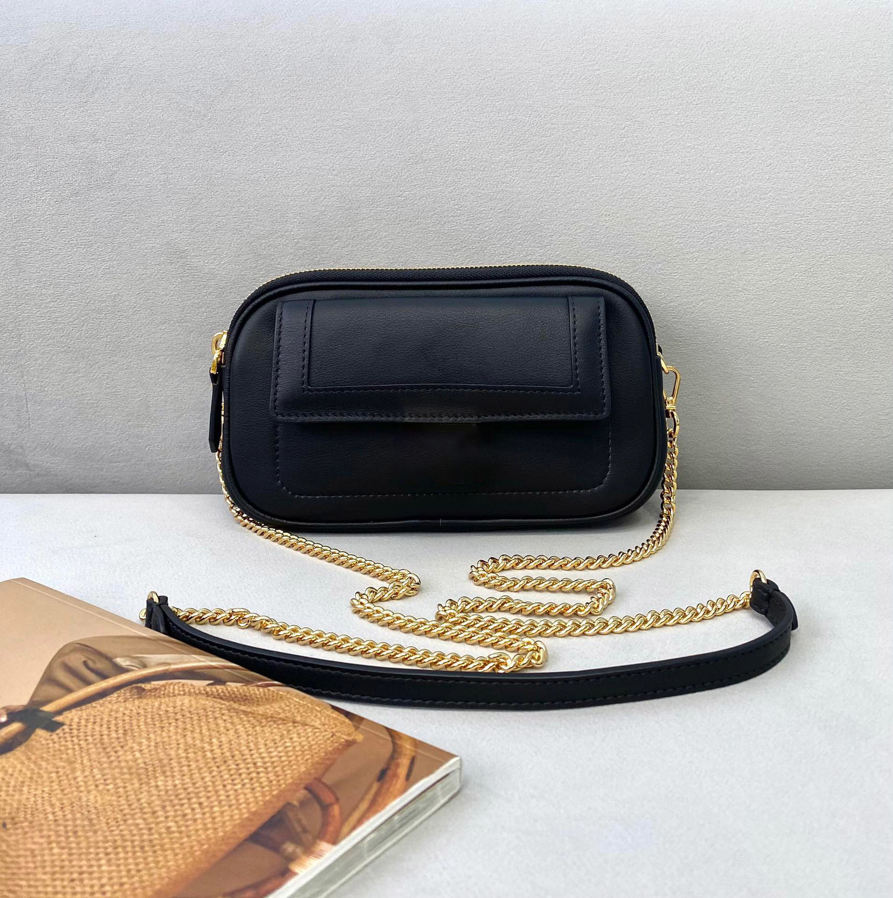 

New shoulder bags Women handbag Crossbody bag brands designer handbags high quality flower printing bag size:19*11*5cm1, Black