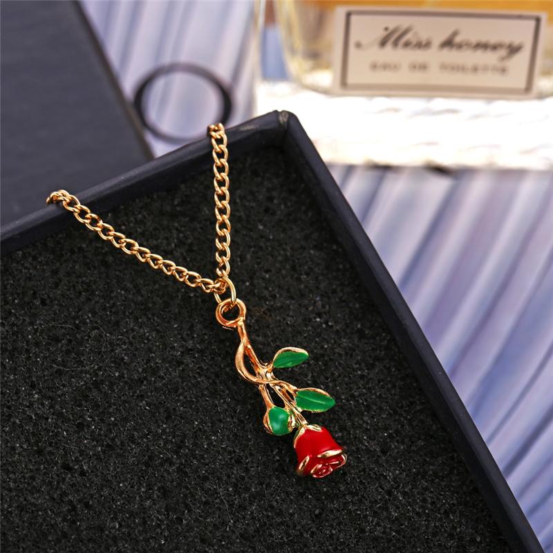 

Pendant Necklaces Bacolod Beauty Rose Flower Women Girls Party Wedding Birthday Gold Color Jewelry Long Chain Female Necklace