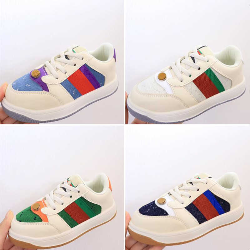 

Low Cut Little Kids shoes Distressed Screener Blue Orange Green Red Couture collection White Multi-Color Children Fashion Sneakers, 003