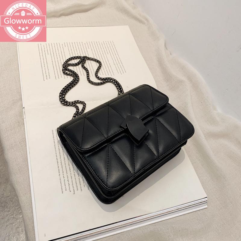 

2021 winter new chain bag fashion shoulder bag ladies casual messenger luxury designer female chain mobile phone, Black