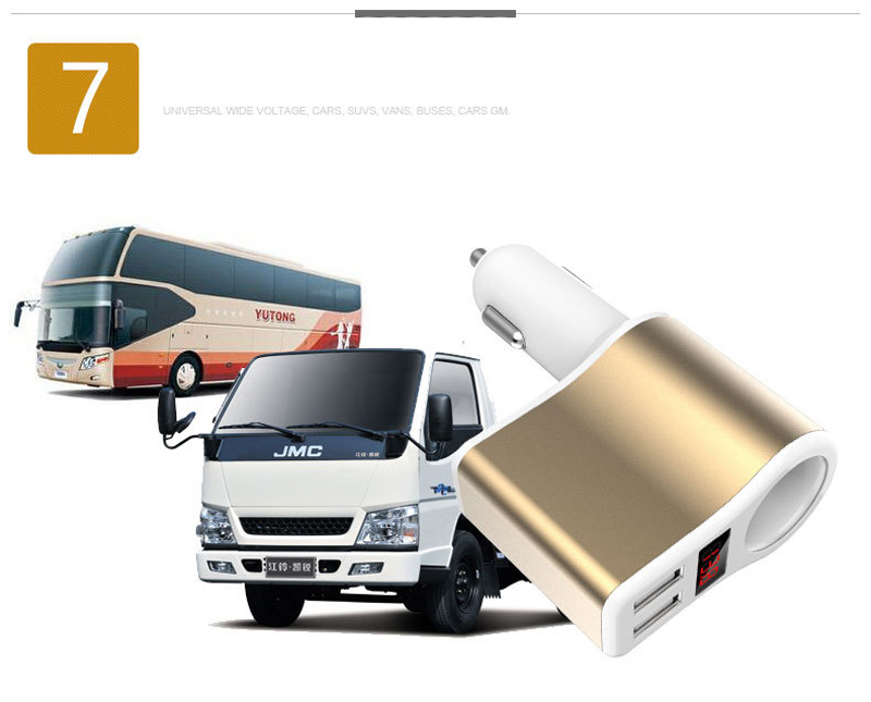 

Dual Port USB Adapter Car-charger Double USB for IPhone Samsung Xiaomi Phone Charging Cable Car Charger Digital Display