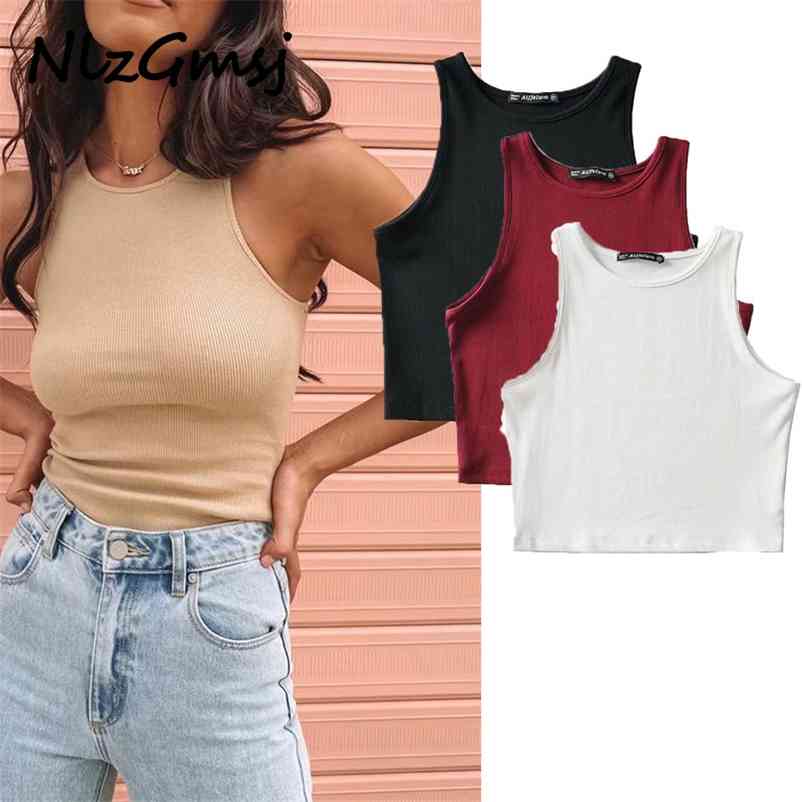 

Sweater Women Fashion Solid Cropped Knitted Vintage O Neck Sleeveless Female Pullovers Chic Tops 210628, As picture
