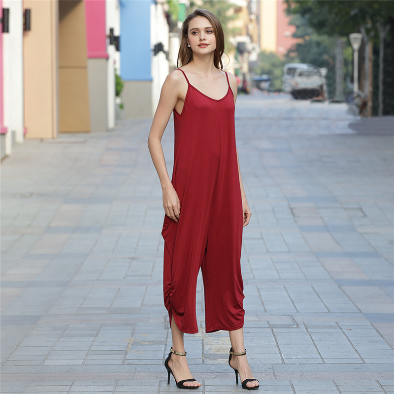 

2021 New Mais Tamanho S-5xl Das Mulheres Sexy Espaguete Cinta Com Decote Em v Macaces Magros Casual Cor Slida Playsuits Vero N5to, Beige