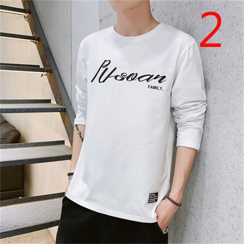 

2021 New Long-sleeved T-shirt Men's White Cotton Shirt Autumn Tide Zrhe