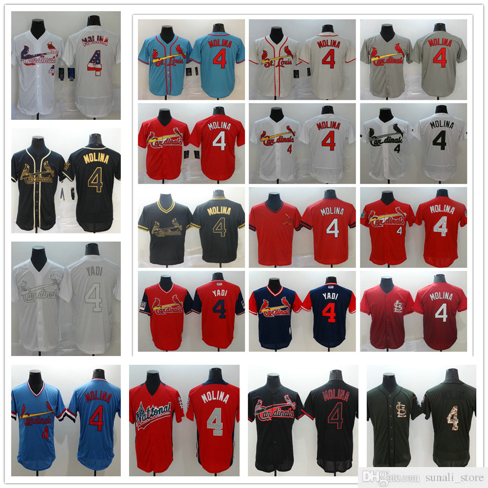 

Stitched Men Women Kids 4 Yadier Molina Jerseys White Blue Red Grey Cream 4 YADI Baseball Shirts Lady Youth Best Quality, Black