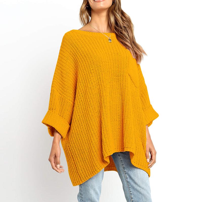 

Women's Sweaters Women Knitting Casual Long Loose Knitted Tops Autumn Winter One Shoulder Off Pullovers 3Colors WDC2895, Pink